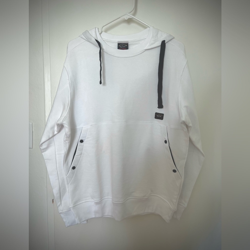 Paul and Shark White Cotton Hooded Sweatshirt M